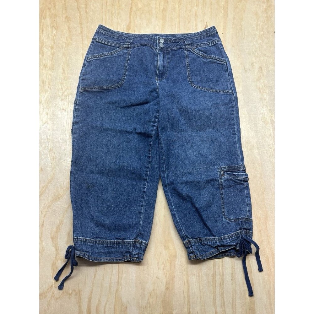 Coldwater Creek Denim Cropped Pants Jeans Women’s Petite 8 Lace Cuff Pockets